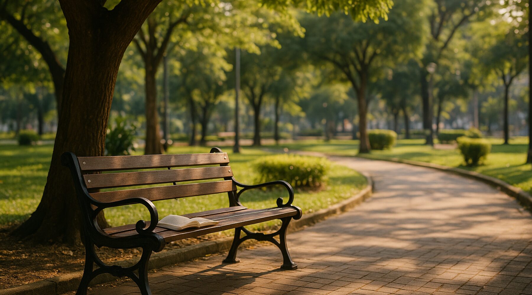 Banca bajo sombra en un parque de Bucaramanga